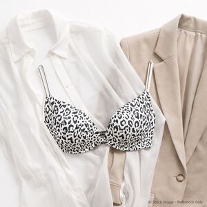 Victoria’s Secret PINK Black & White Leopard Push-Up Bra 36B Underwire